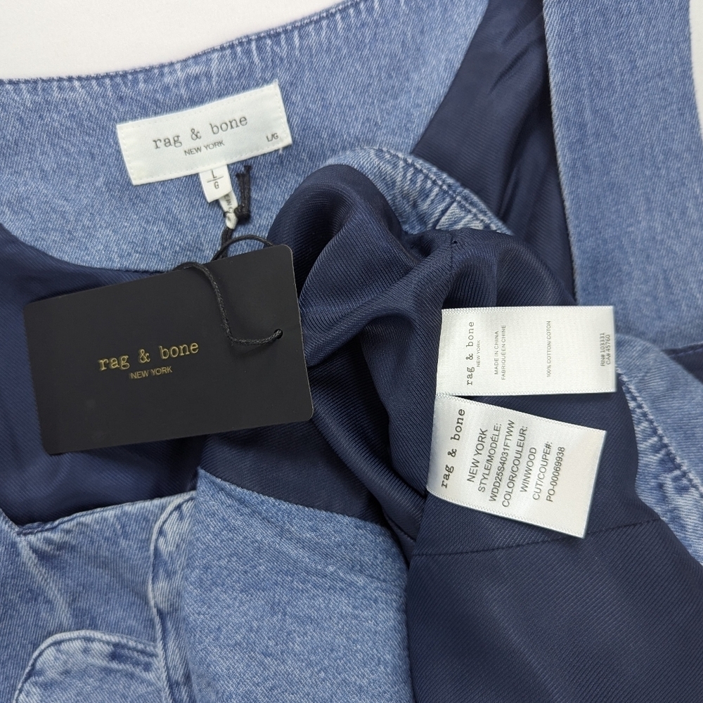 rag & bone Seraphina Denim Vest Top Button Front Lined Winwood Blue Wash L NWT - Picture 11 of 14
